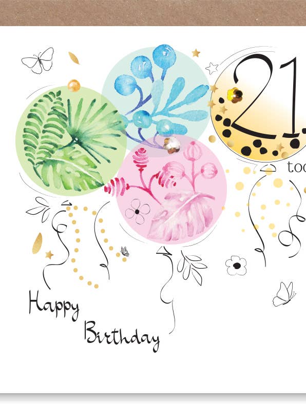 Balloons 21 Birthday - Hand-Finished Wholesale Card for wholesale by SABIVO Design