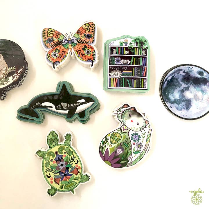 Cynla - Wholesale Sticker - Bookcase Sticker - book lover books stickers, 3 inch vinyl1