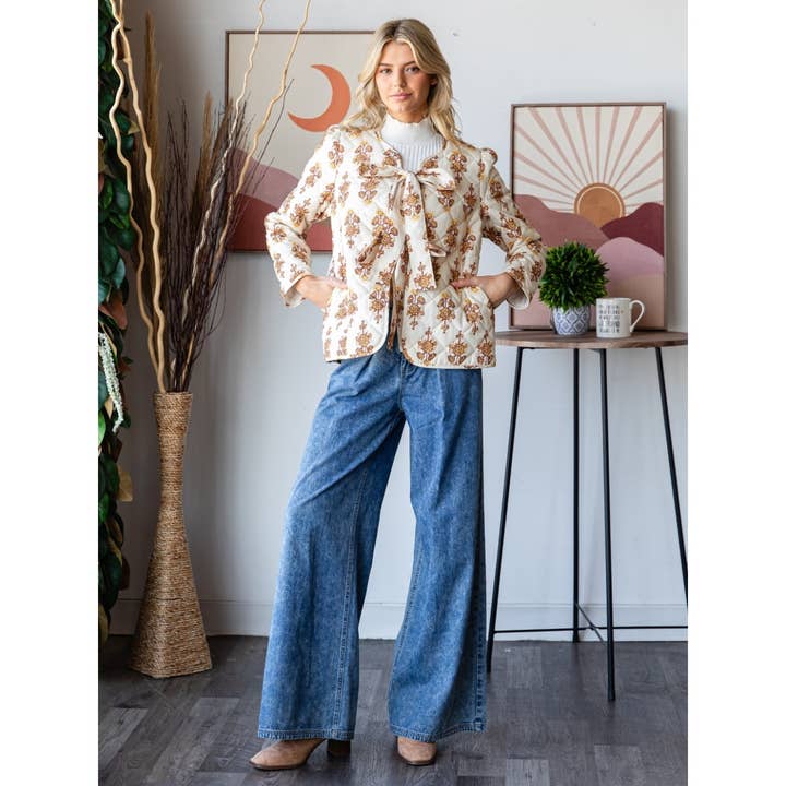Veveret - Wholesale Jacket - Women's - Floral Quilt Front Ribbon Jacket7