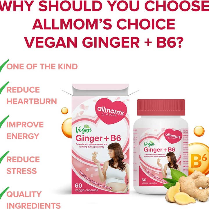 Allmom’s Choice - Wholesale Pre-Natal Supplement - Maternity - Allmom's Choice Vegan Ginger+B6 Morning Sickness Supplement4