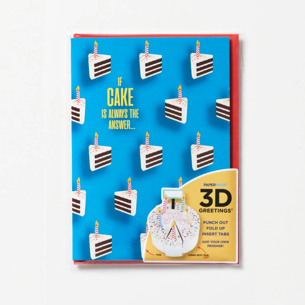 PaperMade - Wholesale Birthday Card - 3D Birthday Cake Greeting Card- Cake is the Answer!2
