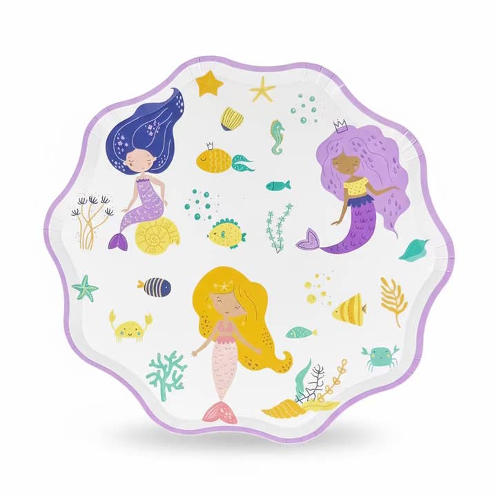 Mermaid Dessert Plates 8" (Set of 8) for wholesale by Cherrysh Party - the new name for Pooka Party