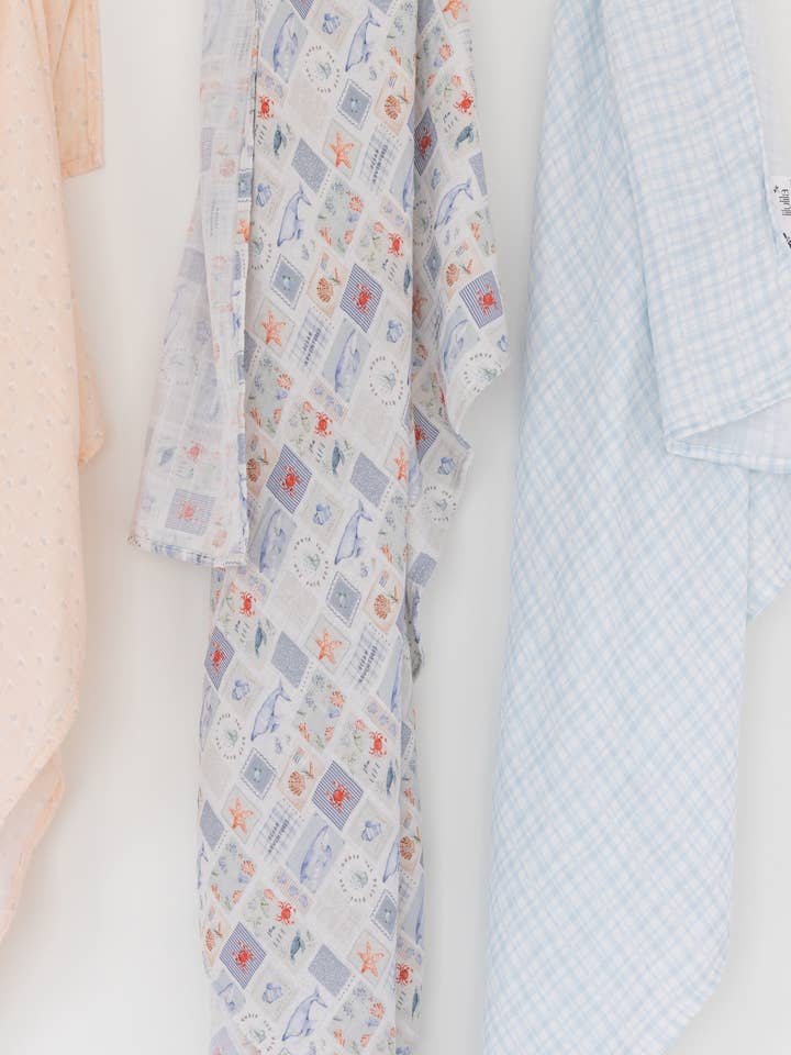 Ocean Life Musselina de Bambu para Bebé por atacado de Lilulila