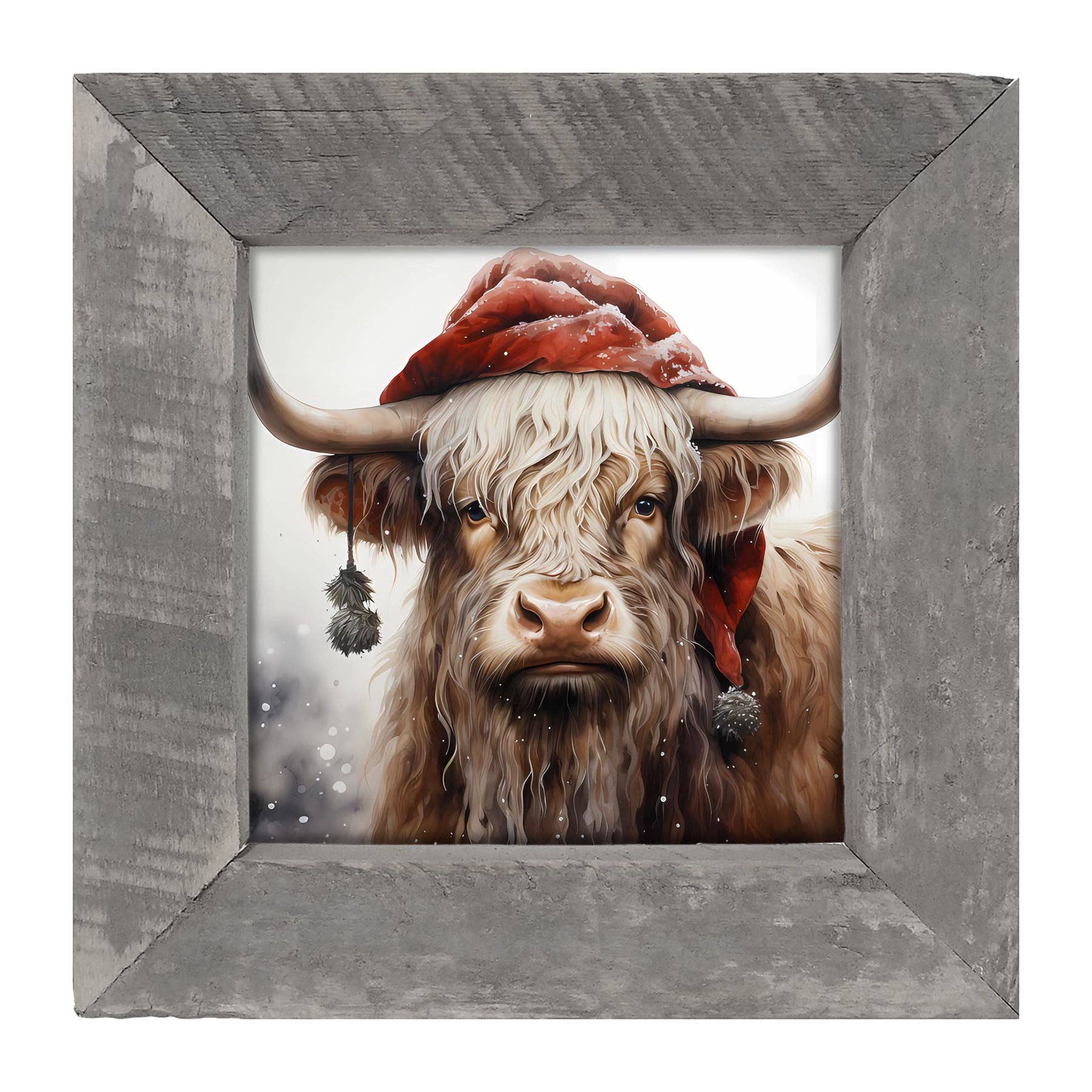 ginger blue - Wholesale Art Print - Highland cow with Santa hat4