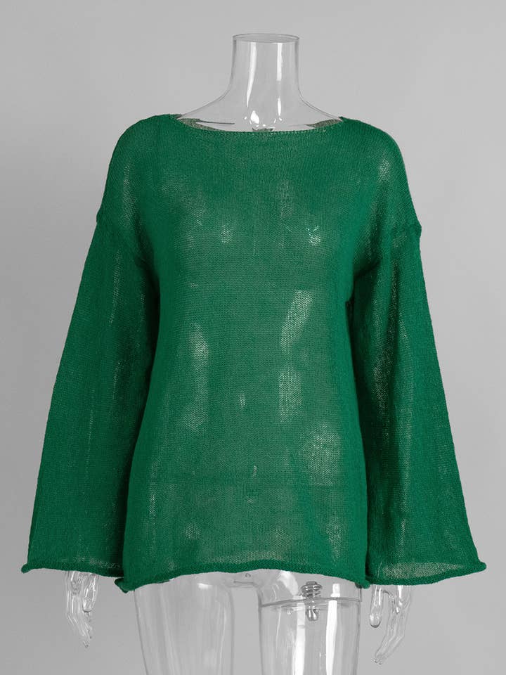 Hope & Sunshine - Wholesale Knit Top - Women's - Hollow Knit Bell Sleeve T-Shirt For Women6