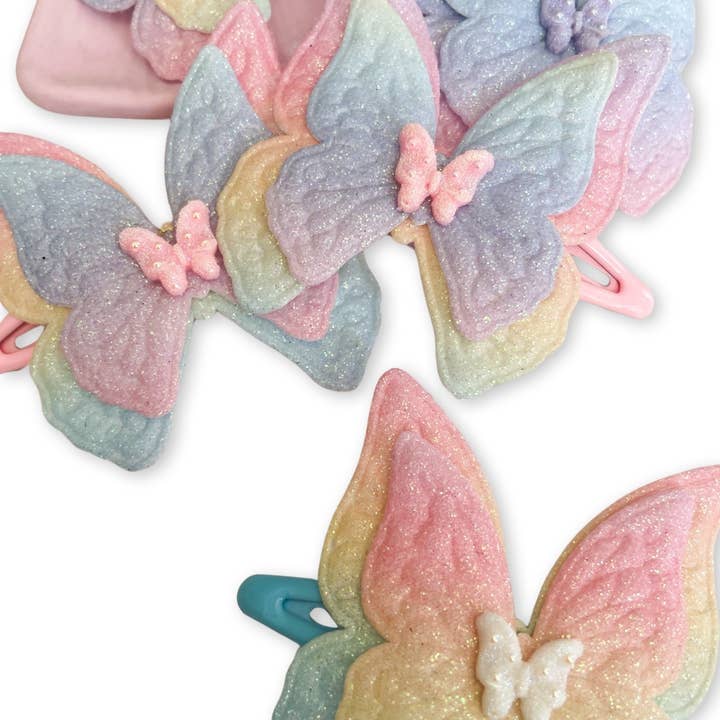 Papillons à paillettes - Clips à pression pour la vente par Shantiques Mini Creations