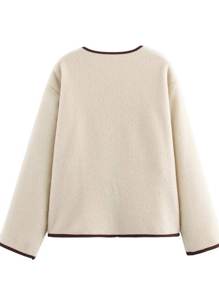 As Pictured Color 2025 Womens Fashion Fleece Jacket with LaceUp Trim for wholesale on Faire2