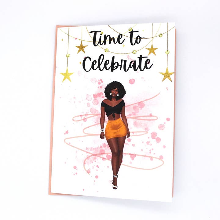 Simply Created - Vente Cartes d'anniversaire - Carte d'anniversaire afro-américaine, carte de vœux faite à la main pour femme noire, femme noire, nom personnalisé pour elle, vierge, cadeau pour une amie, bling5