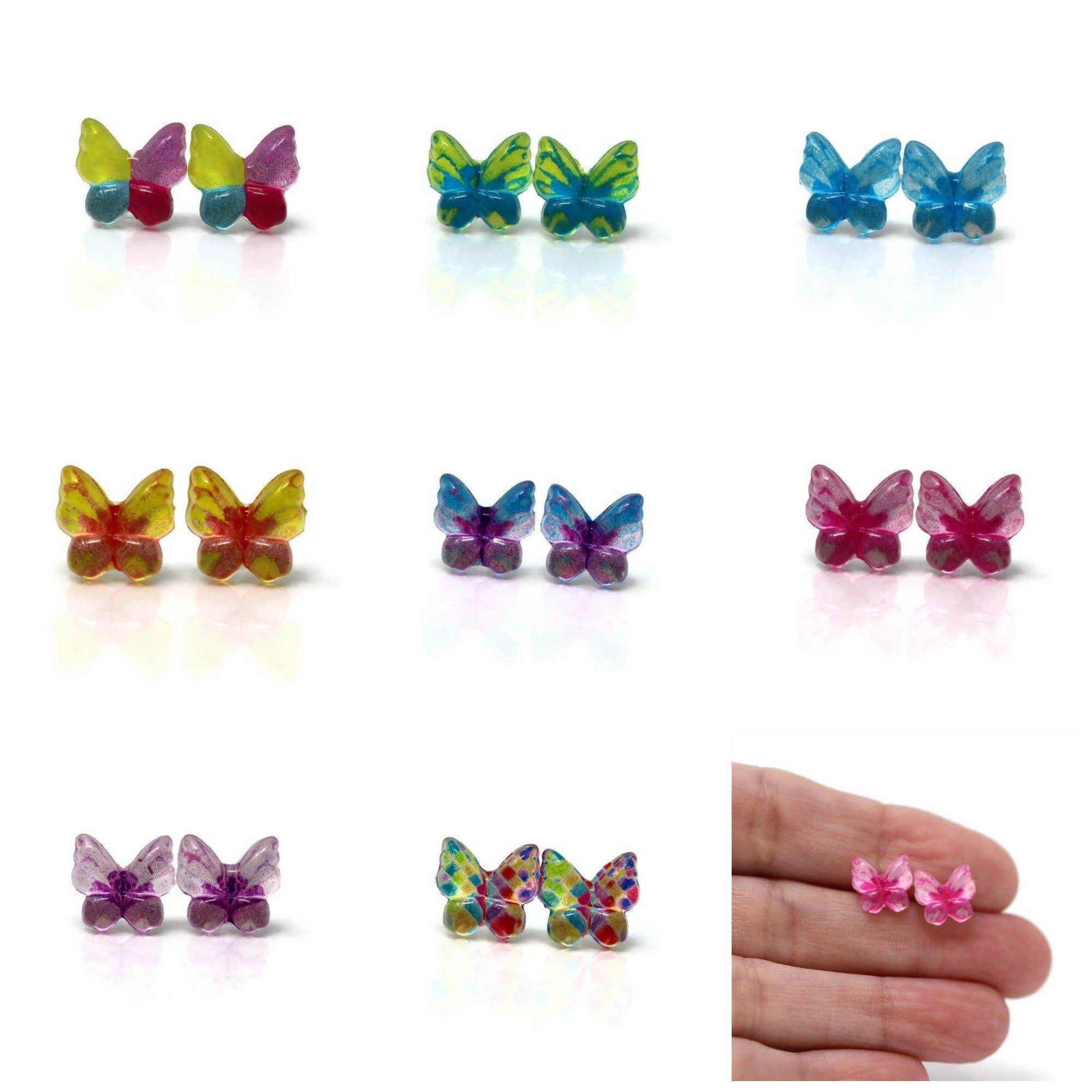 Pretty Smart - Wholesale Stud/Post Earrings - Butterfly Stud  Earrings, 10mm13