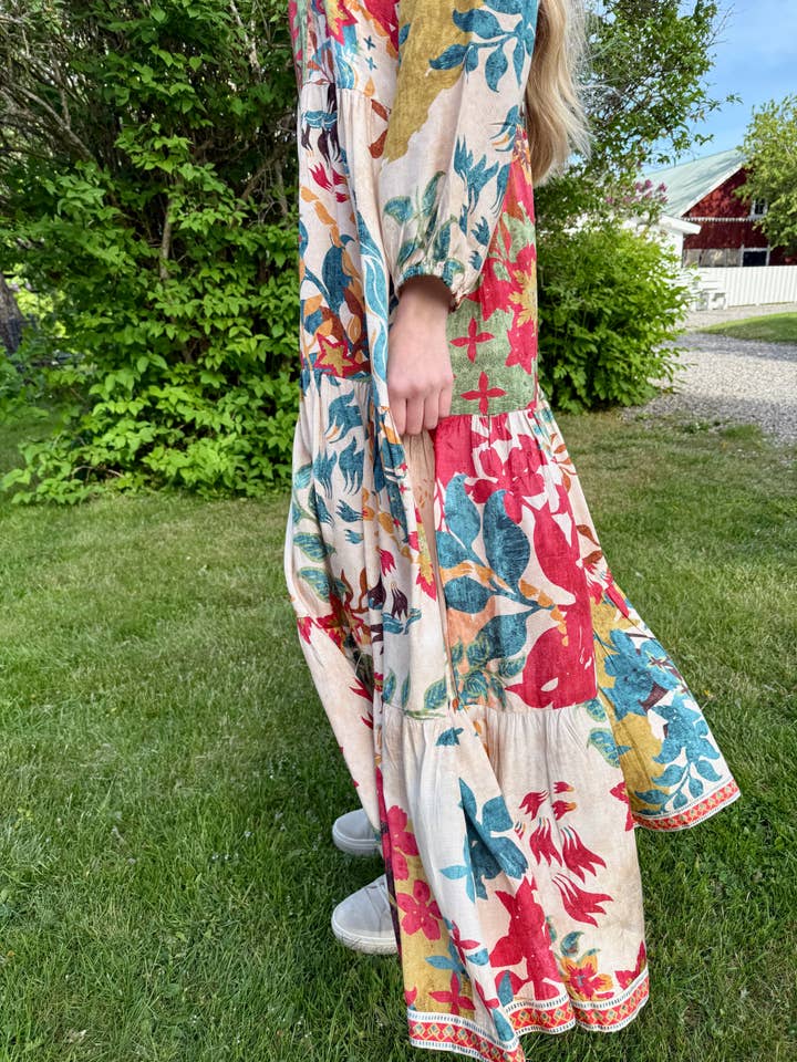 Naudic - Wholesale Dress – Women's - Amisha Maxi Long Sleeve Tapestry6