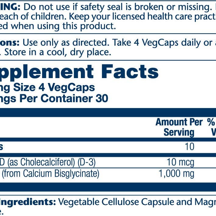 Solaray - Wholesale Oral Supplement/Vitamin - Calcium Bisglycinate w/D-3 1000mg1