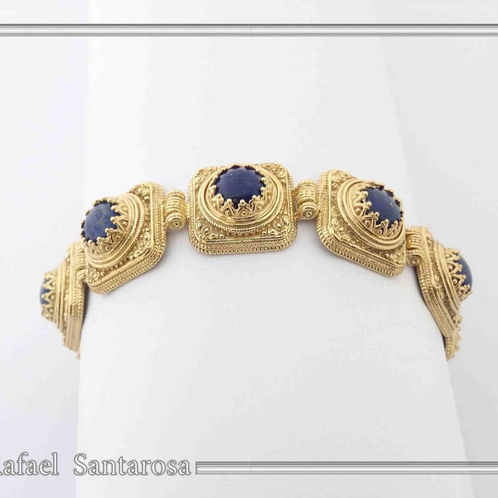 Lapis lazuli silver bracelet gold-filled for wholesale by RAFAEL SANTAROSA