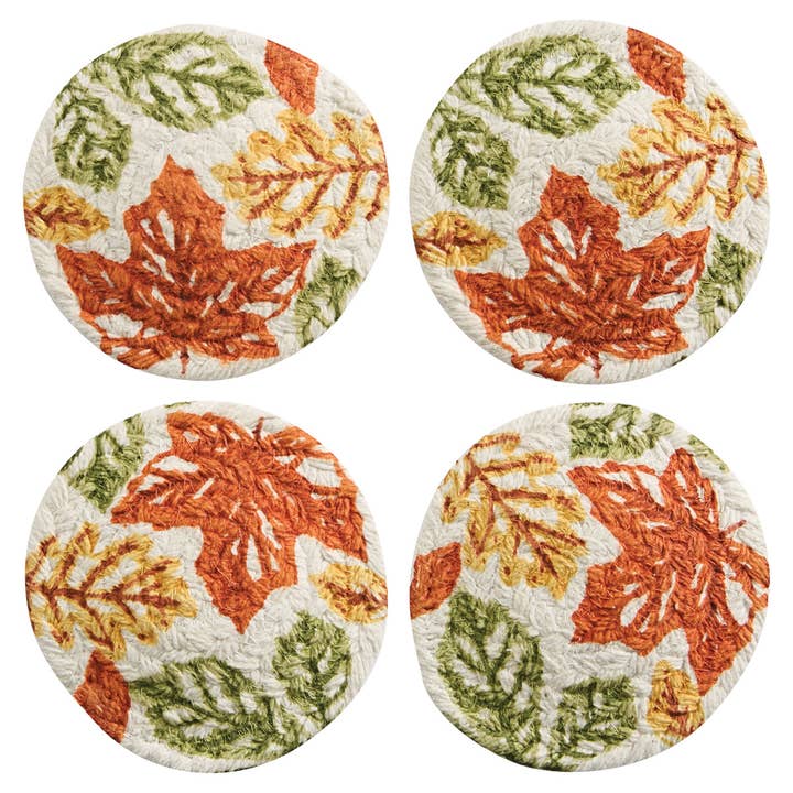 Fall Leaves Printed Braided Coasters Set Of 4 for wholesale by Park Designs
