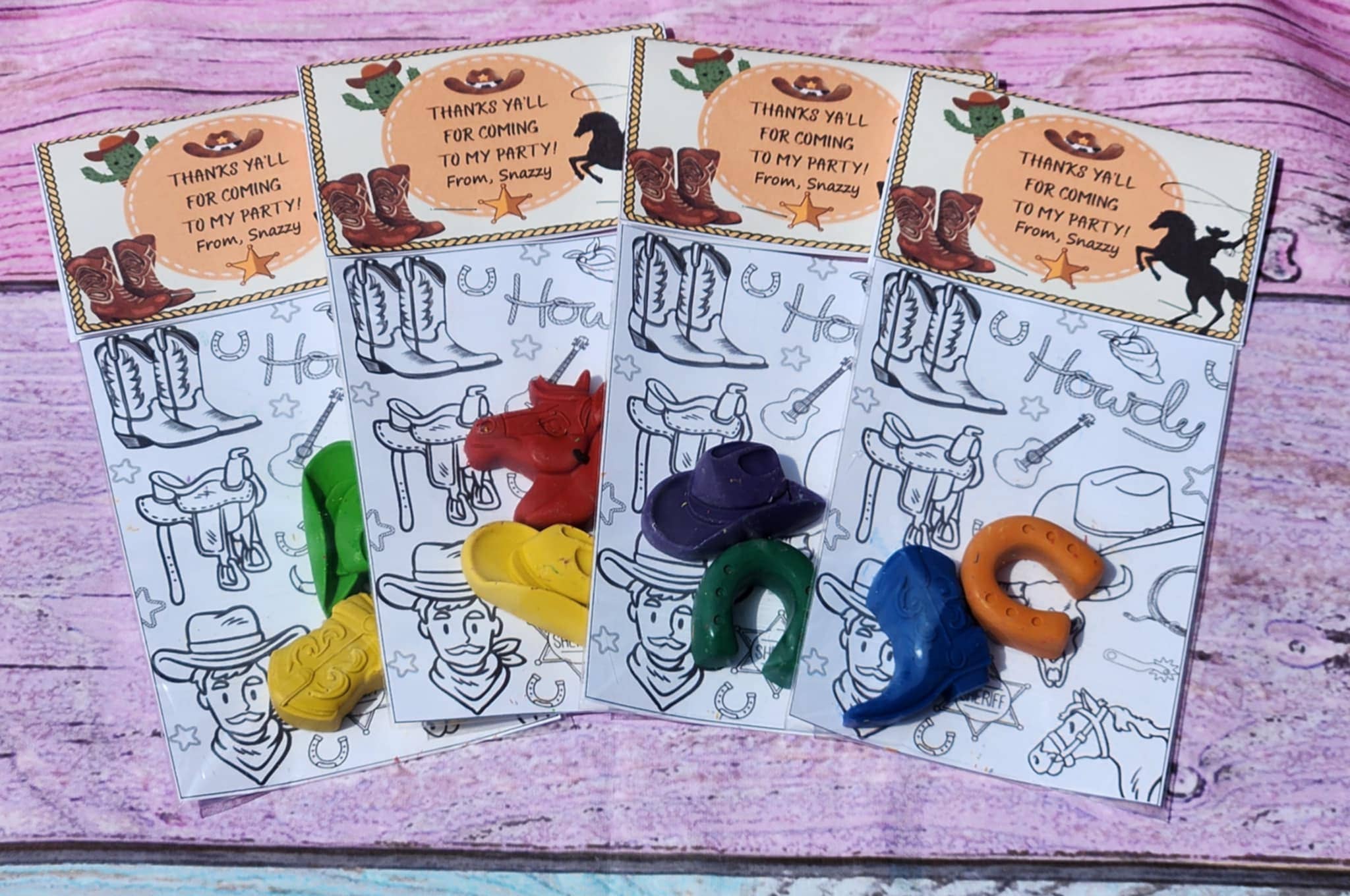 Snazzy Crayons - Wholesale Party gift - Cowboy Themed Coloring Kits with Crayons, Party Fillers 4