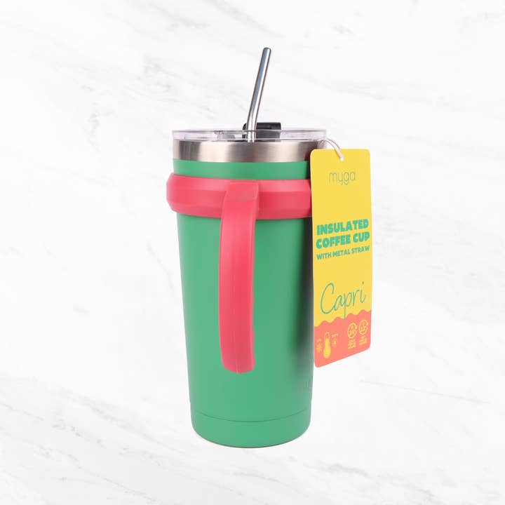 Myga – wholesale Insulated mug/tumbler – CAPRI Insulated Coffee Cup with metal straw18