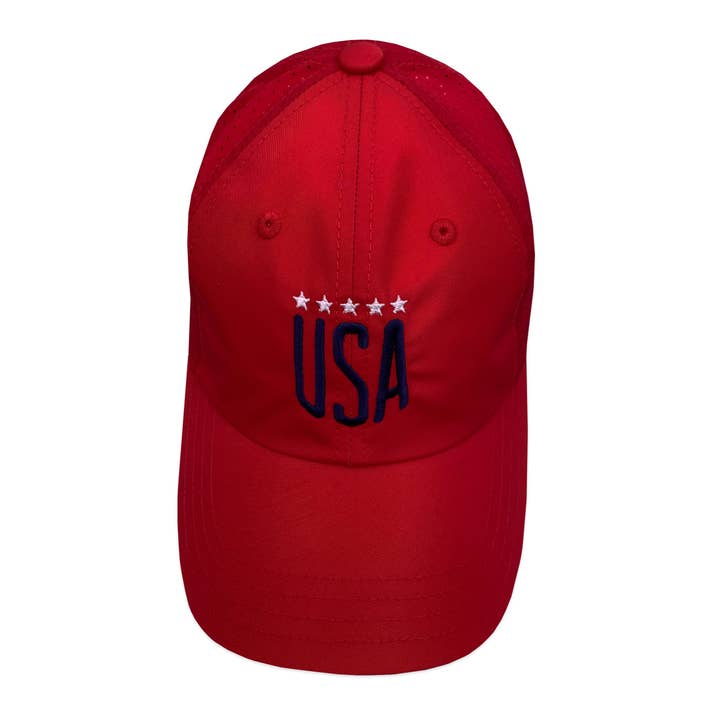 Ryder Cup Inspired USA Ventilator Cap (Red) for wholesale by Boston Scott Golf Apparel