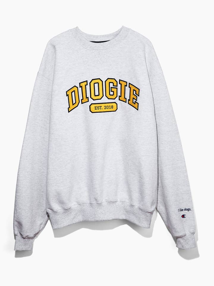 Varsity Crewneck | Heather Grey - Gold & Black for wholesale by Diogie Brand
