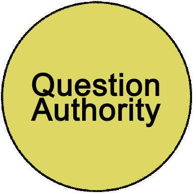 Microcosm Publishing & Distribution - Wholesale Lapel Pin/Button - Pin #117: Question Authority (Pinback Button)