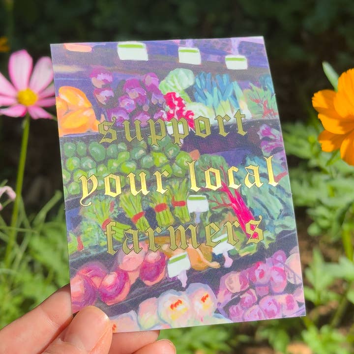 Support Local Farmers Sticker for wholesale by Refuge Studios Iowa City