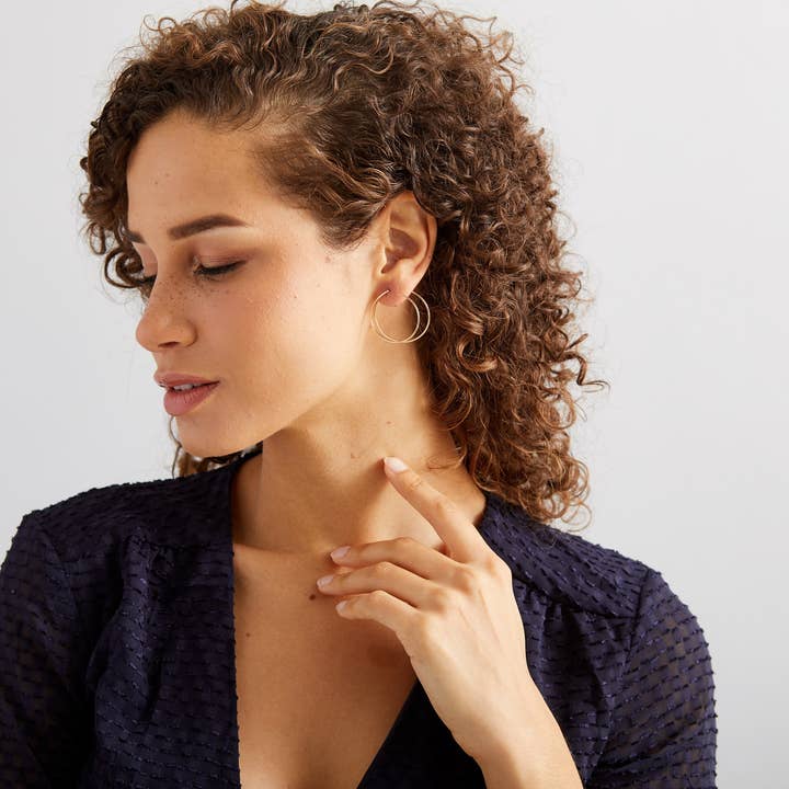 Aviv Jewelry - Vente Créoles - Alba - Boucles d'oreilles créoles doubles 3D11