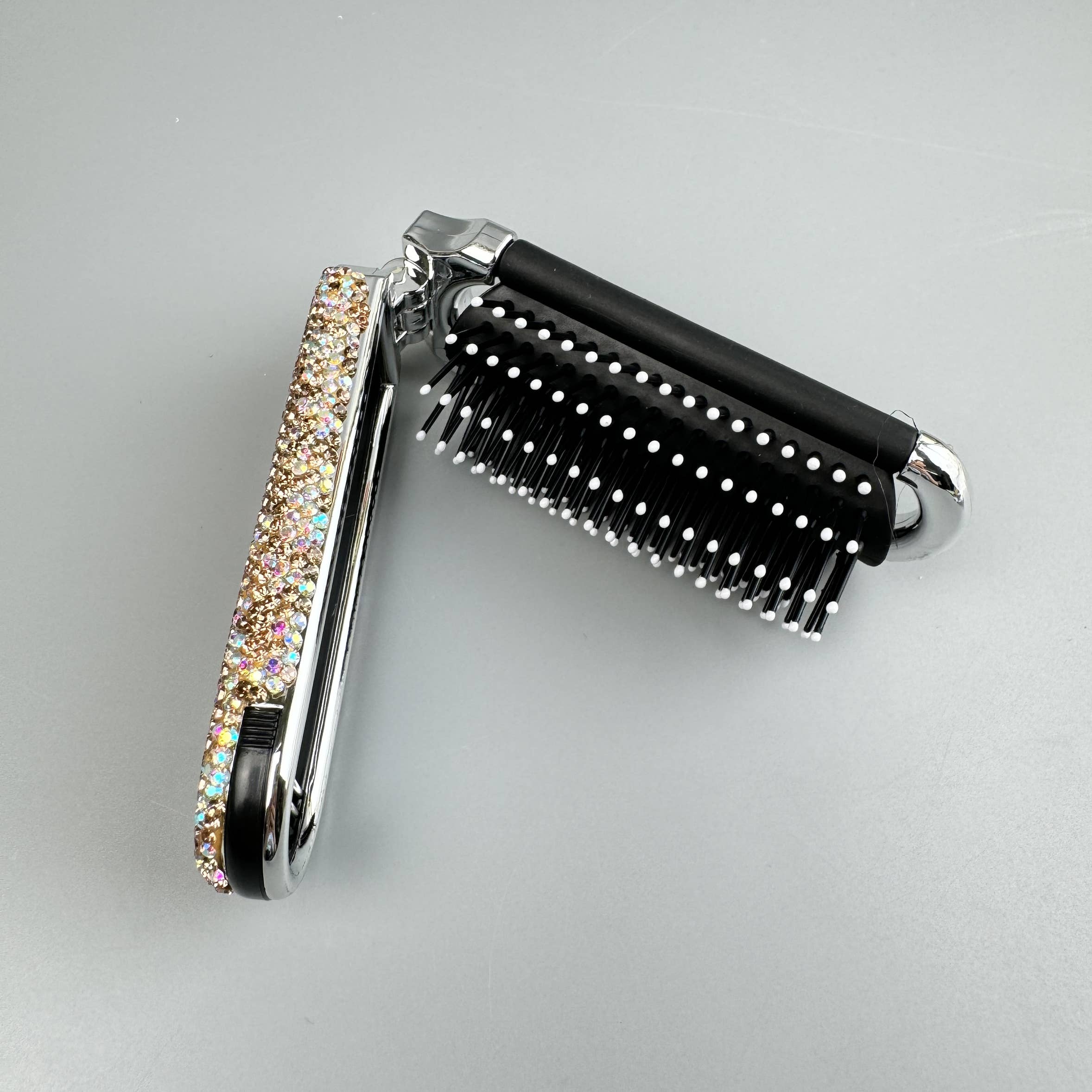 Ole - Venta al por mayor Cepillo/peine - Cepillo de Pelo y Espejo de Viaje Compacto Plegable con Pedrería de Cerámica MIS10091