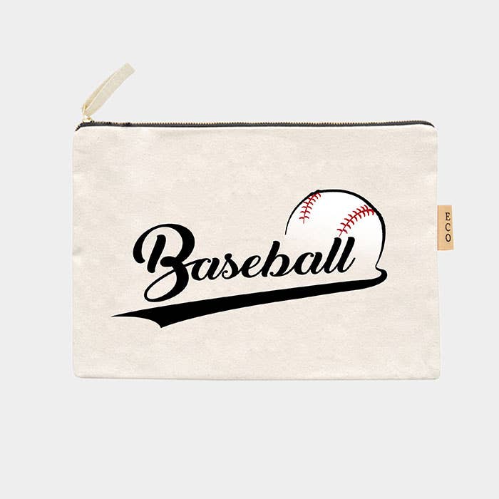 Borsa Pochette Eco in Cotone Canvas con Messaggio di Baseball per la vendita all'ingrosso da parte di Sensibling Corp.