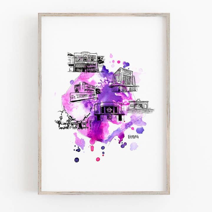 Tooting Art Print - London Art Print for wholesale by Drawn Together Art Collective