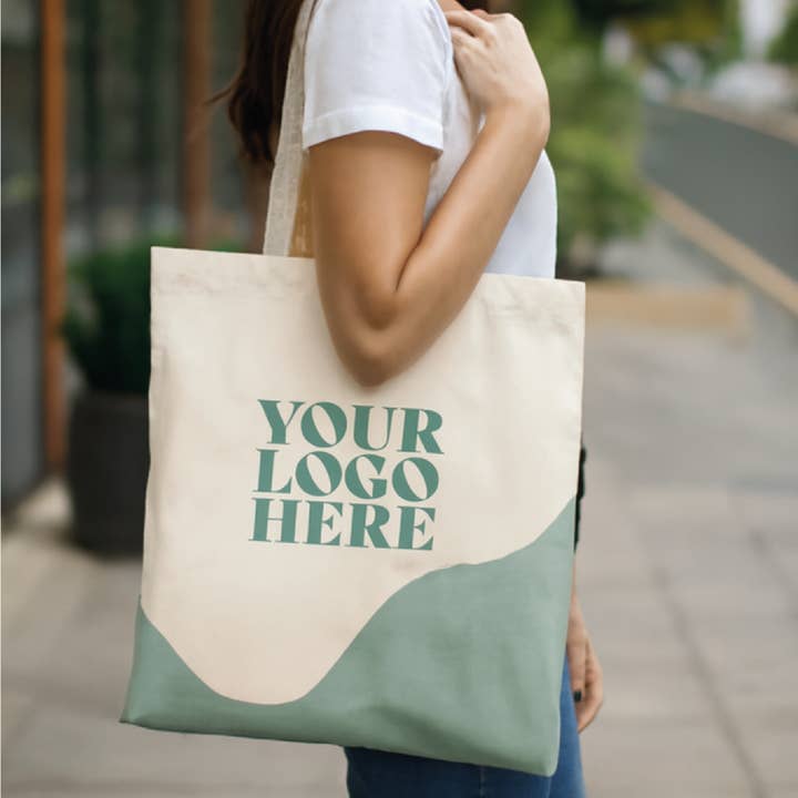 Custom Organic Wave Tote Bag With Custom Logo Printed for wholesale by Lovetree Design
