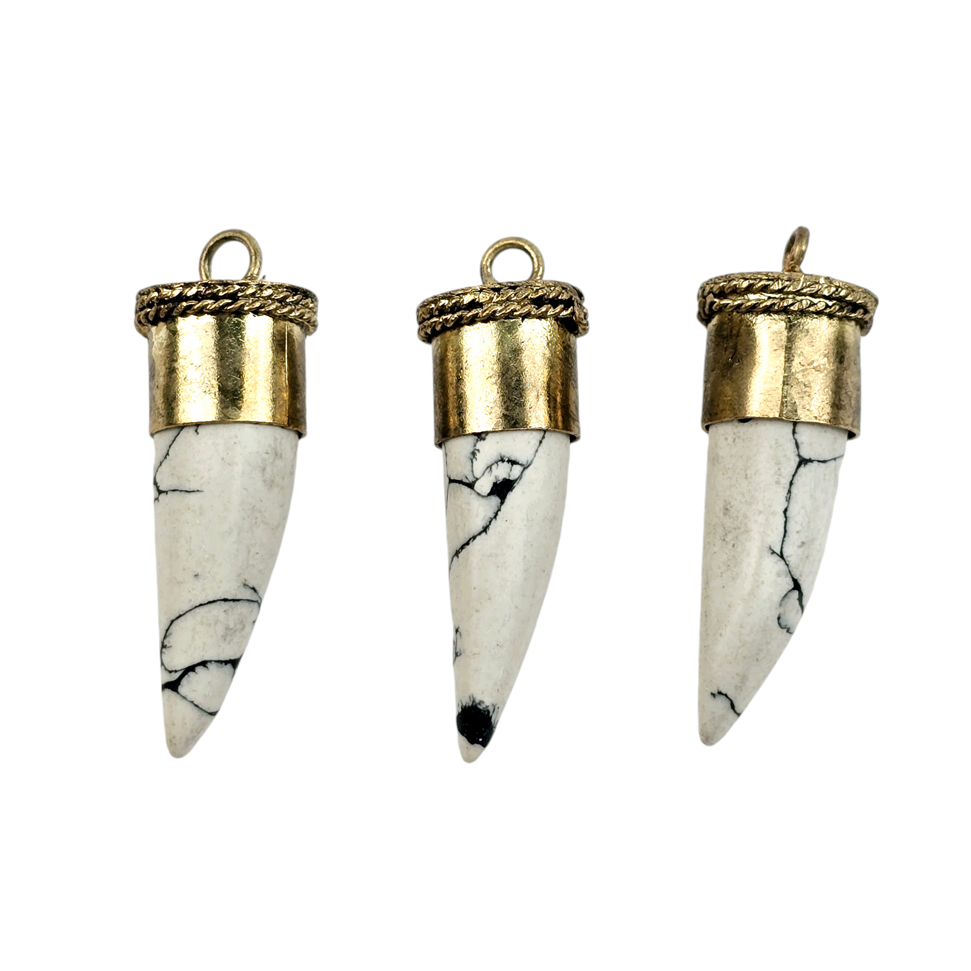 Jewelers Paradise - Wholesale Individual Charm/Pendant - Howlite Tibetan Horn Pendant You Choose Color and Finish2