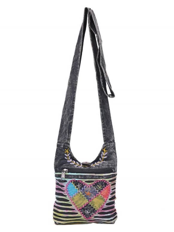 Mini-Hobo-Tasche im Hippie-Boho-Stil aus Baumwolle mit Herzmuster für den Großhandel von The Collection Royal / Royal Handicrafts