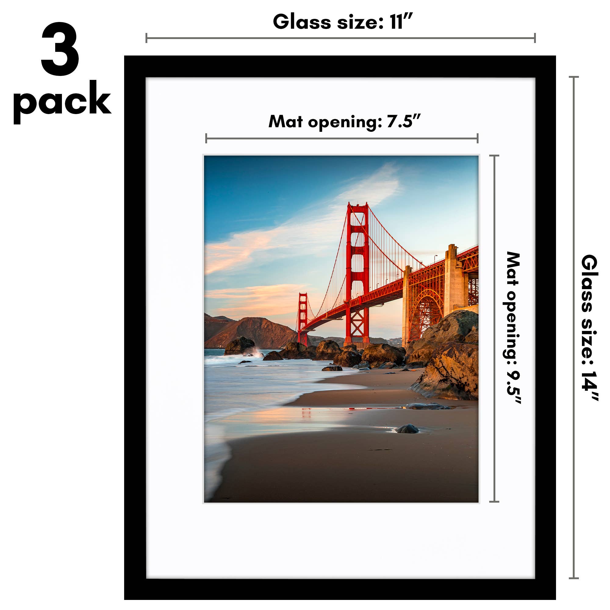 Americanflat 11x14 Black Picture Frames - 3 Pack for wholesale on Faire1
