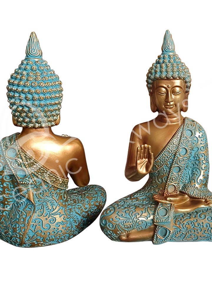 ESTATUA DE BUDA, ORO Y CARDENILLO, 5.5 PULGADAS DE LARGO X 8.25 PULGADAS DE ALTO para venta al por mayor de Oceanic Linkways Inc