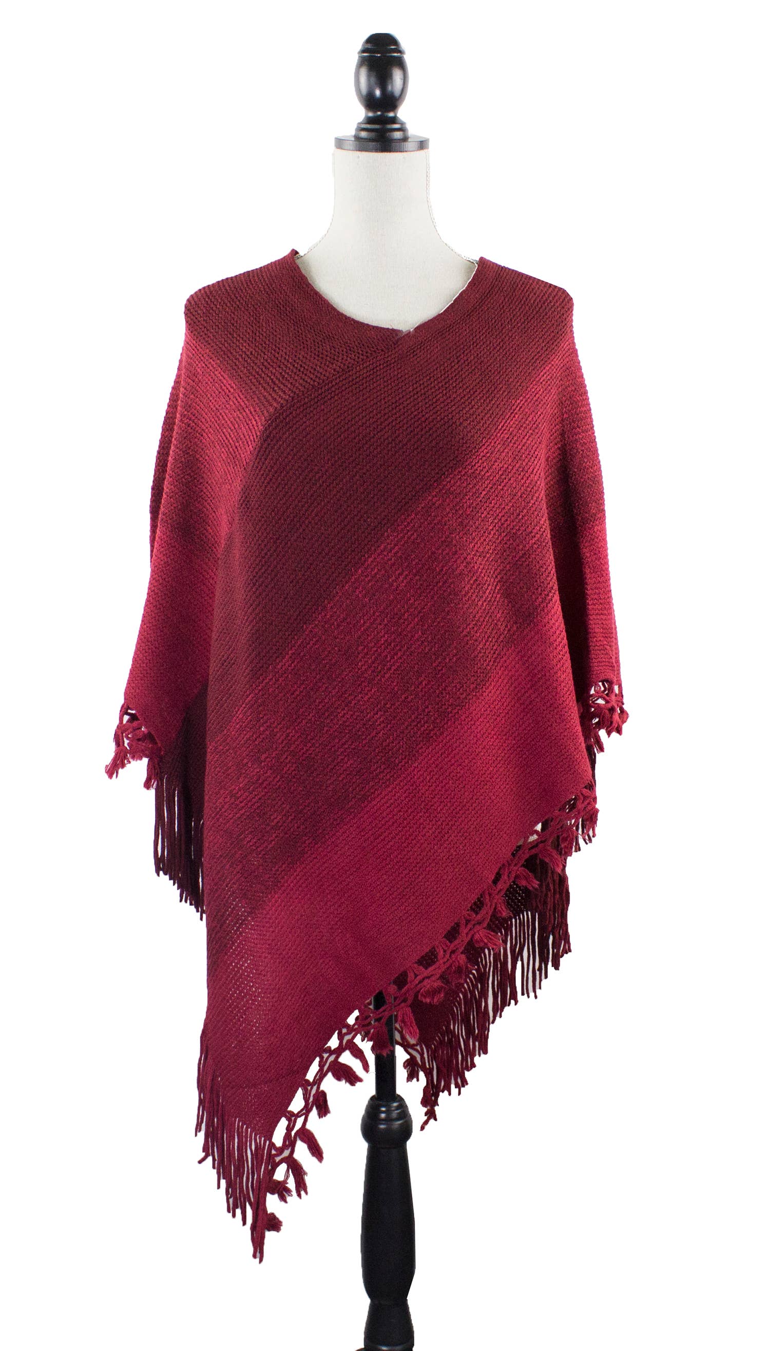 Fennco Styles - Venta al por mayor Poncho - Mujer - Suéter Poncho de Bloques de Color con Flecos38