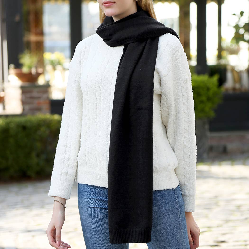 Fashion City - Wholesale Scarf - Women's - Solid Color Soft Ribbed Oblong Scarf2