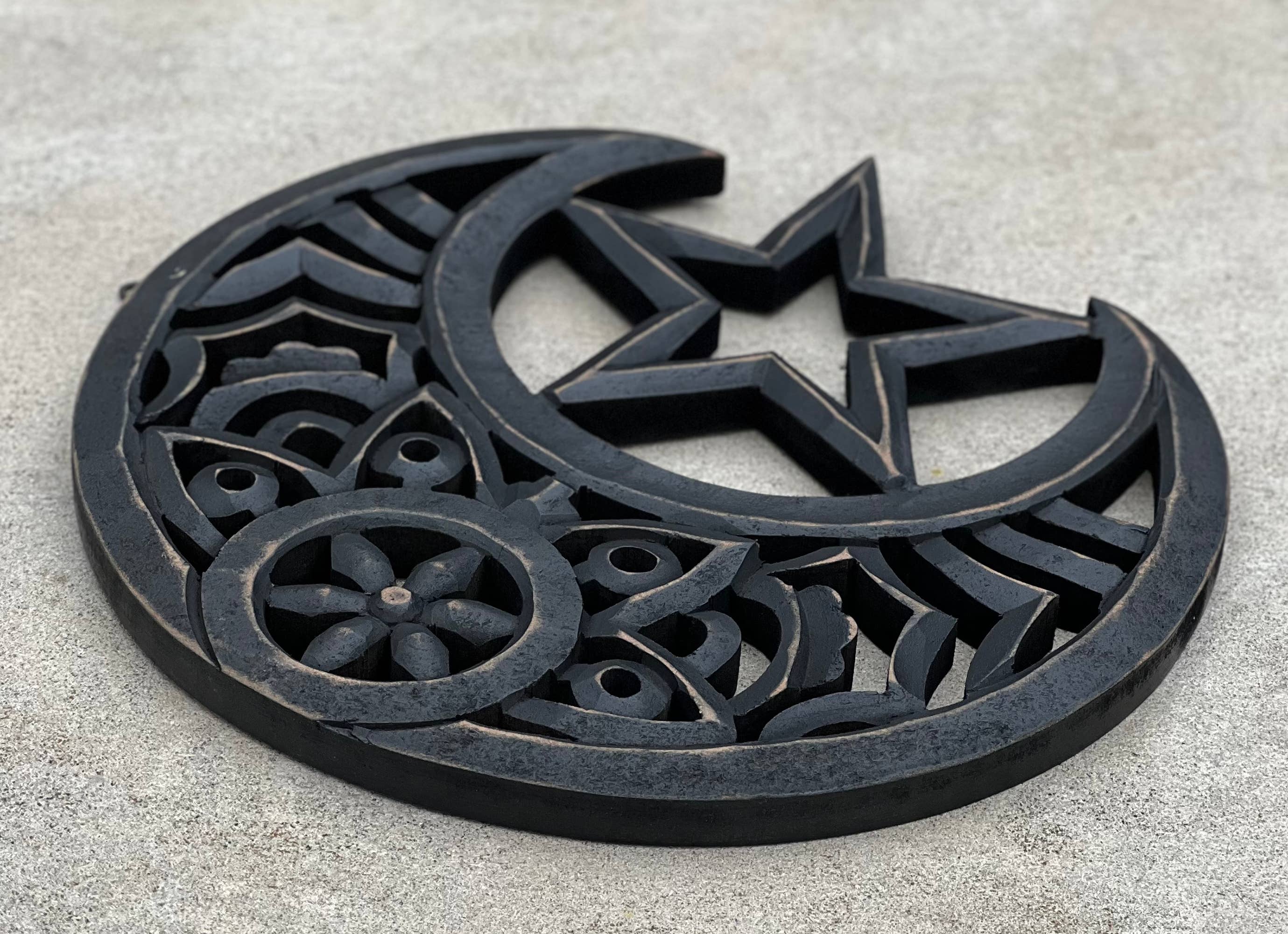 Lungta Imports - Wholesale Wall Accent - Handcrafted Wooden Celestial Star Moon Wall Décor Hanging8