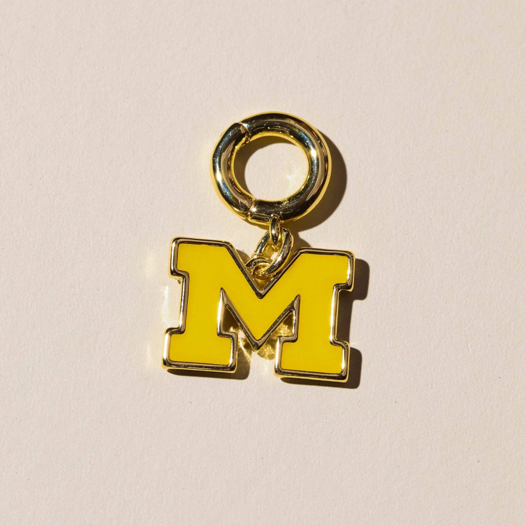 Nickel and Suede - Wholesale Individual Charm/Pendant - University of Michigan Enamel Charm