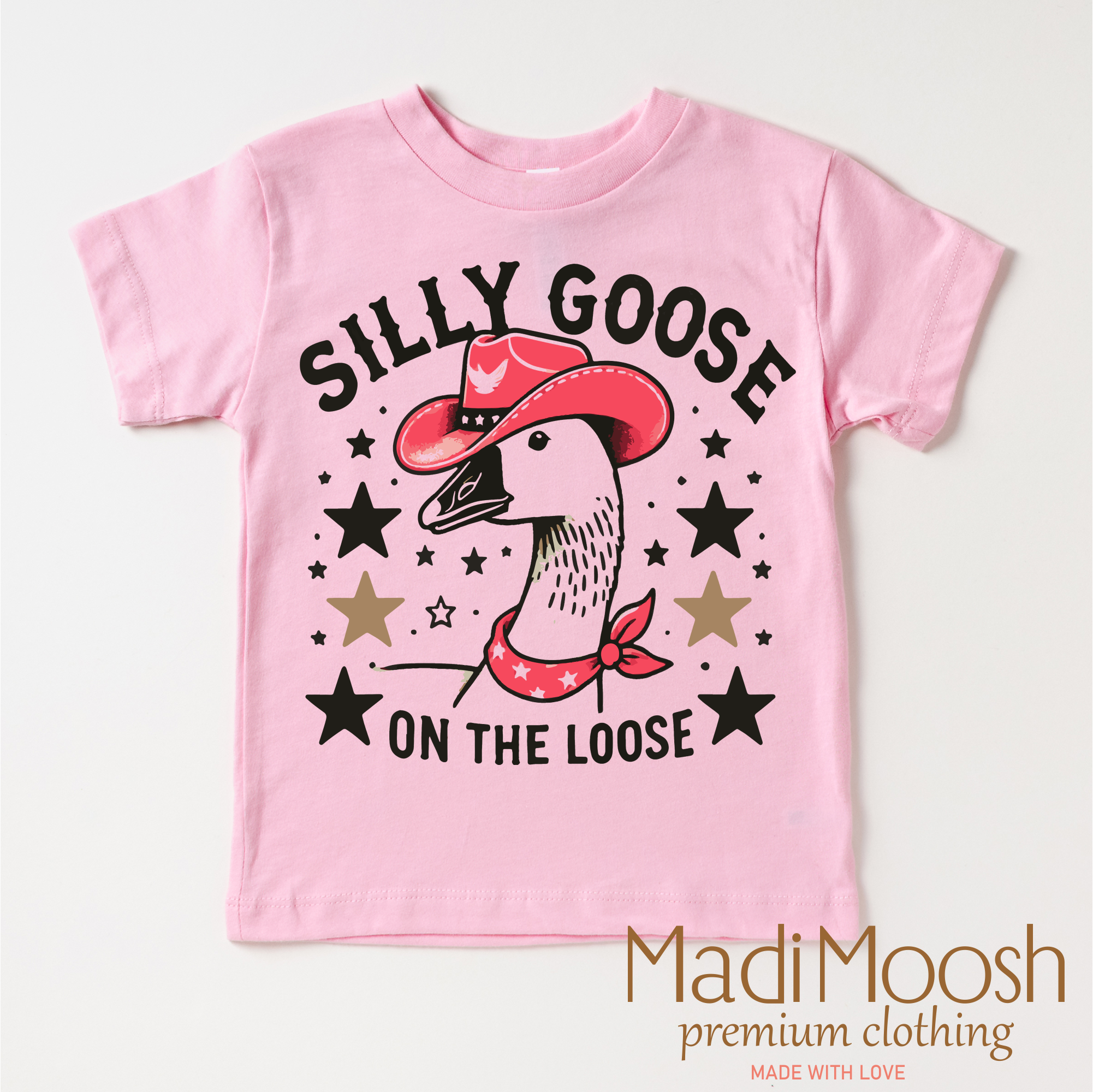 Madi Moosh - Vente T-shirt sérigraphié – enfant - Chemise Silly Goose On The Loose - Joli t-shirt western3