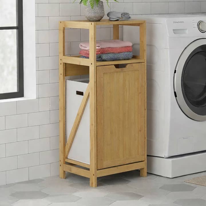 Bamboo Laundry Cabinet with Hamper – Mahe for wholesale by Evideco French Home Goods