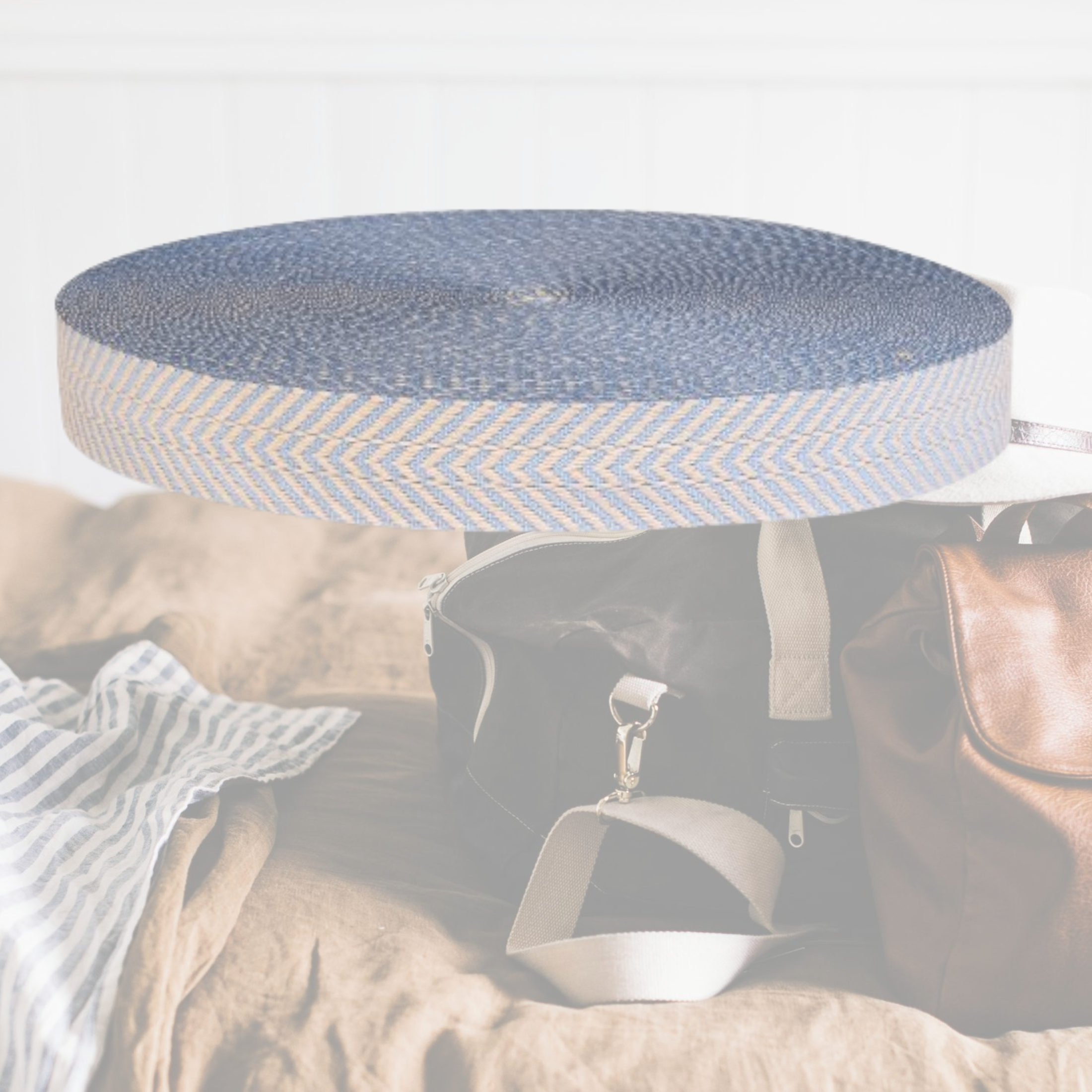 Dream Trimming Goods LLC - Wholesale Craft Supplies - 1.5 inch x50 yard  Blue-Natural Cotton Webbing Strap for Bag6