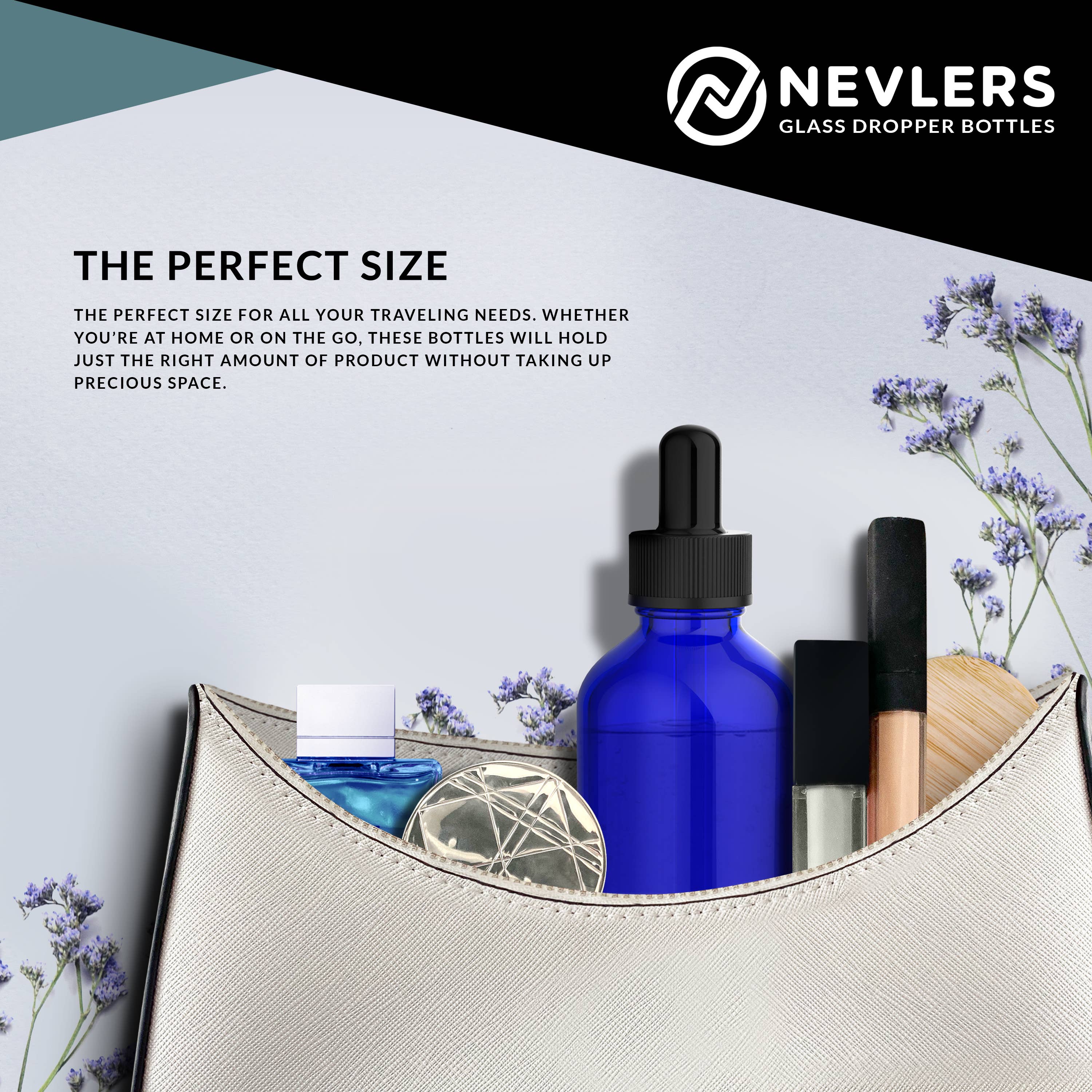 Nevlers - Vente Flacon de voyage - Flacons compte-gouttes en verre bleu cobalt - 120 ml (lot de 24)9