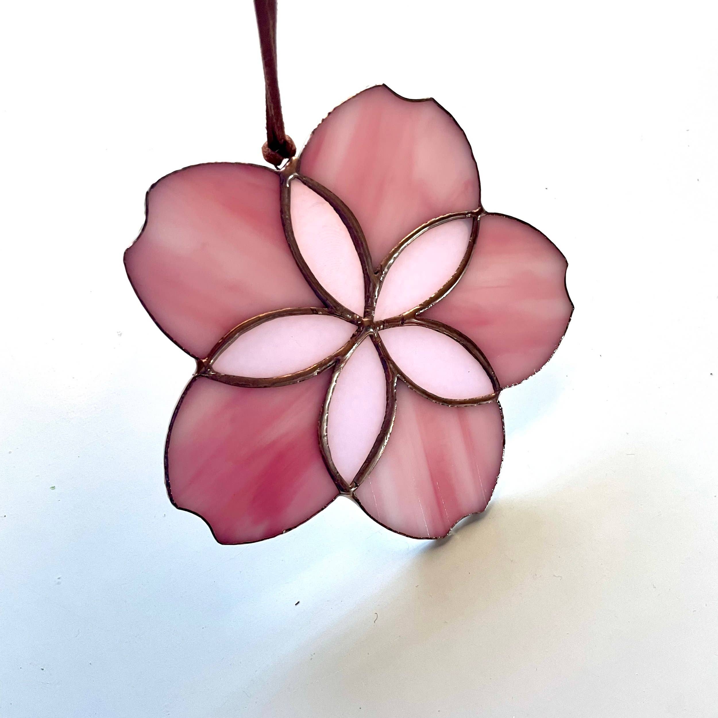 Colin Adrian Glass - Wholesale Suncatcher - Stained Glass Cherry Blossom (Sakura) 5" pink2