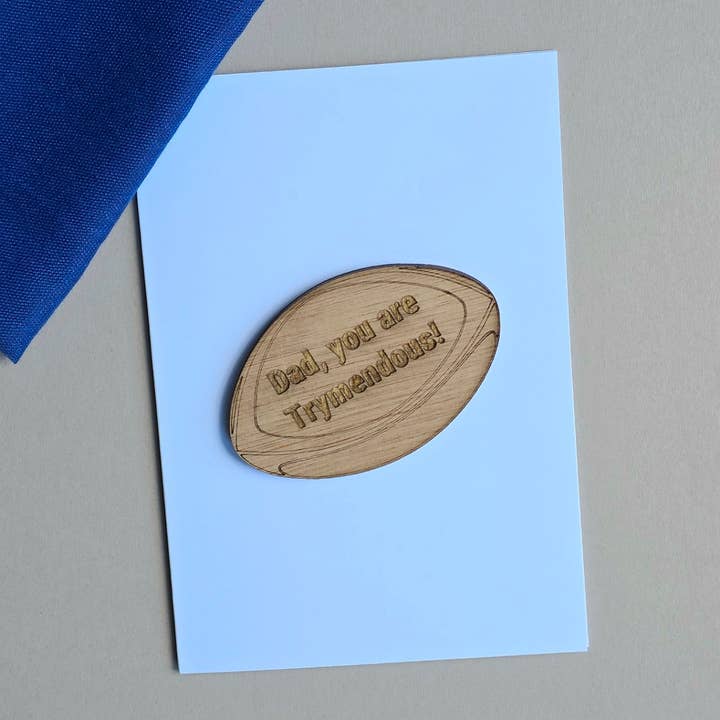 'Dad, You Are Trymendous!' Rugby Ball Token and Card for wholesale by Nest