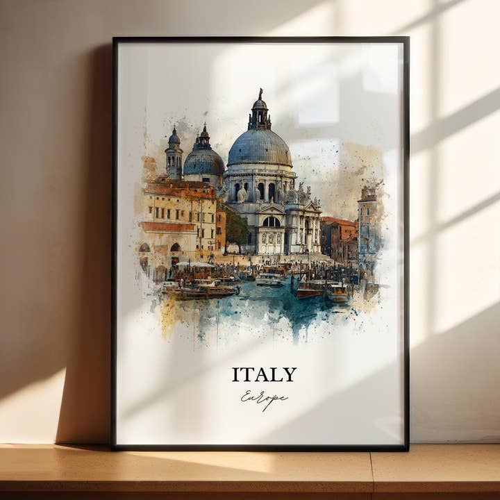 Arte da parete Italia, Stampa Italia, Arte ad acquerello Italia, Regalo Italia, Stampa di viaggio, Poster di viaggio, Regalo di benvenuto per la vendita all'ingrosso da parte di Premium Travel Art