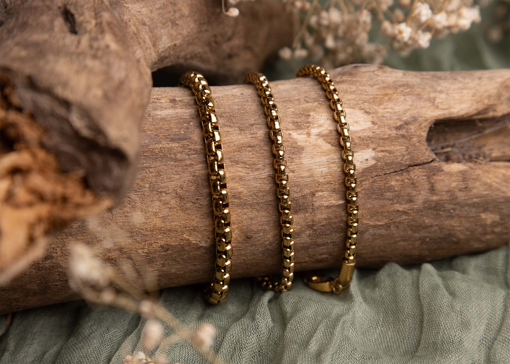 WJW - Wholesale Link & Chain Bracelet - 18K Gold PVD Chain Metal Clasp Men's Bracelet4