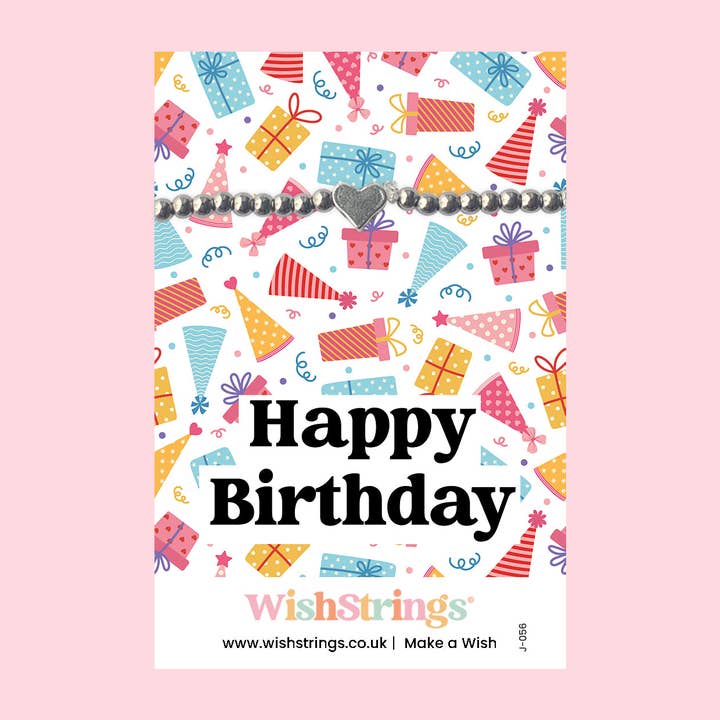 JOYEUX ANNIVERSAIRE - Bracelet en perles en forme de cœur - J056 pour la vente par WishStrings