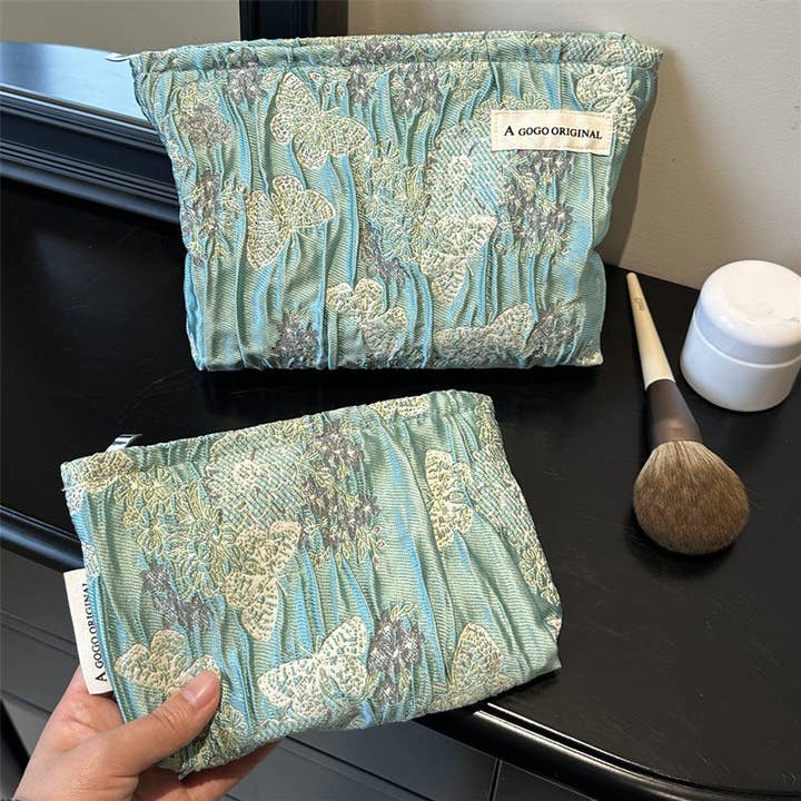 Butterfly Textured cosmetic bag portable travel toiletry bag for wholesale by Little Trendy