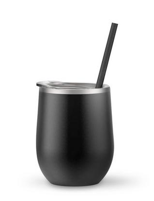 The Cup & Mug Co. – Engroshandel Thermokop – Rustfri stål vinglas uden stilk med låg og sugerør, 12 oz2