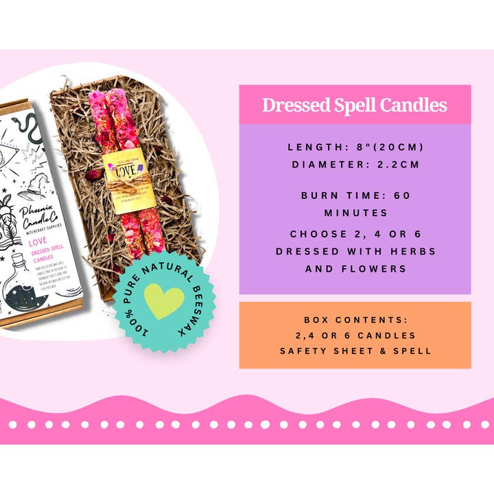 Phoenix Candle Company - Wholesale Votive Candle - Large Dressed Beeswax Spell Candles 8" (20cm)7