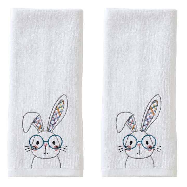 Bespeckled Bunny 2-Piece Hand Towel Set, White for wholesale by SKL HOME