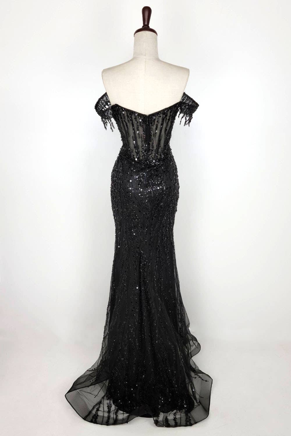 Chicas - Wholesale Gown - Women's - Off the Shoulder Sequin and Bead Long Dress C33114